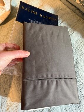 Ralph Lauren Gray Euro Pillow Shams (2) - Cotton Sateen